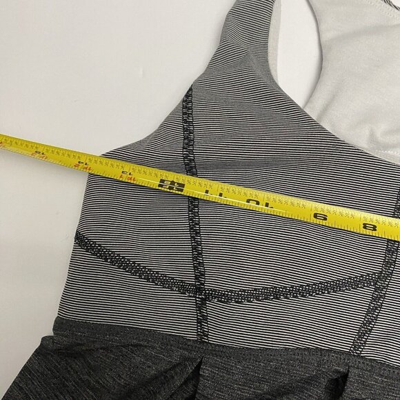 Lululemon Run Your Heart Out Tank Racerback Heathered Black White Microstripe 8 - Picture 13 of 14